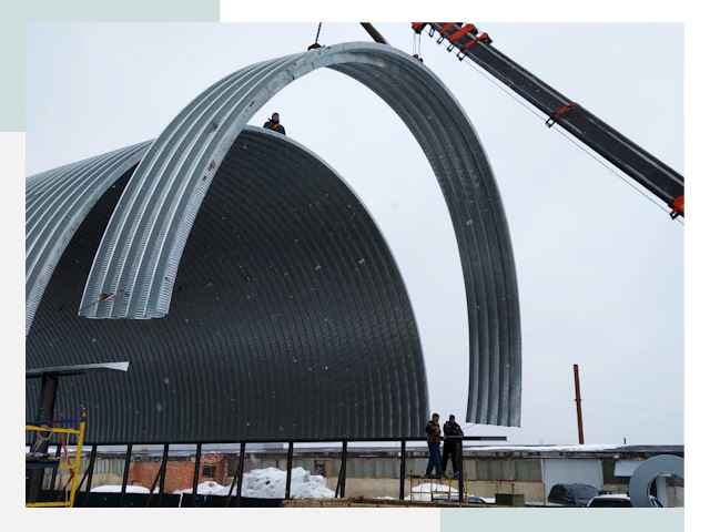 Полукруглые ангары в Казани